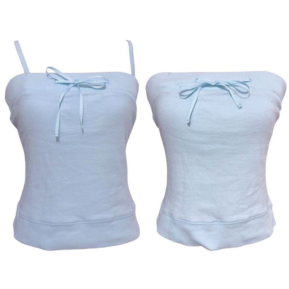 Vintage Y2K Convertible Tank Tube Top in Blue Size Medium Built-In Bralette